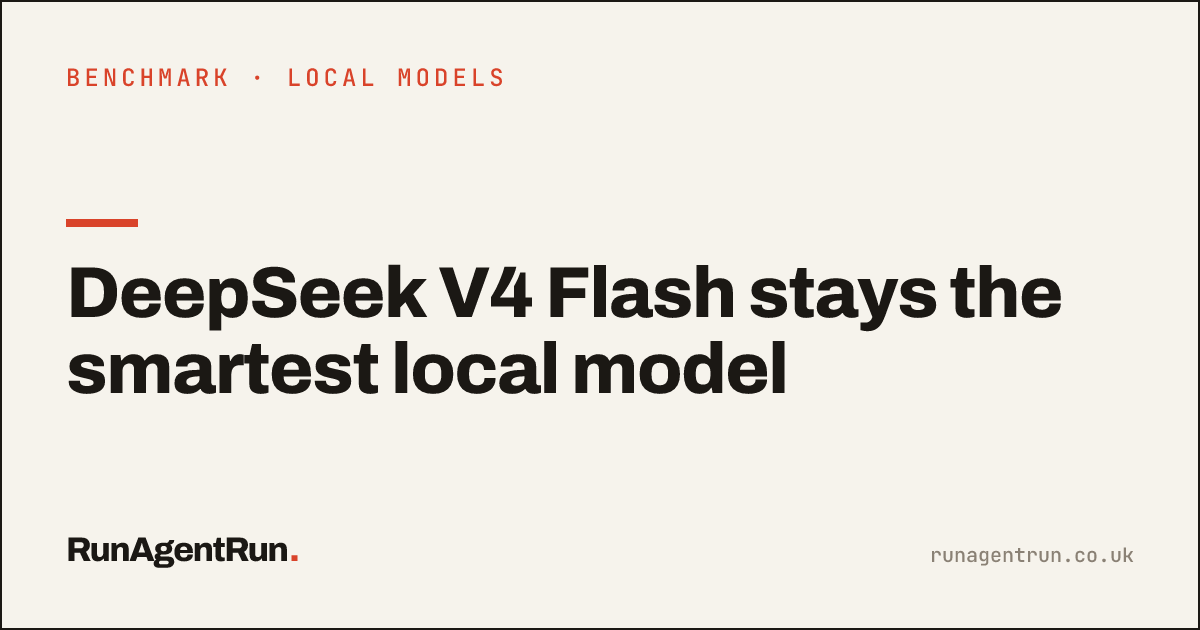 DeepSeek V4 Flash stays the smartest local model