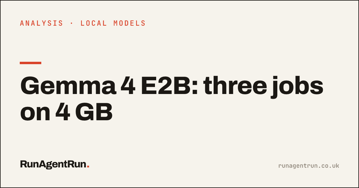 Gemma 4 E2B: three jobs on 4 GB