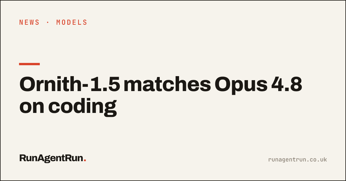 Ornith-1.5 matches Opus 4.8 on coding